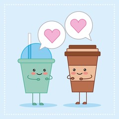 Sticker - kawaii paper coffee friendly cartoon vector illustration