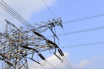 Wall Mural - High piezoelectric tower in the background of blue sky