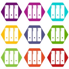 Poster - Office folder icons 9 set coloful isolated on white for web