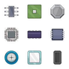 Poster - Microchip of the future icons set. Cartoon set of 9 microchip of the future vector icons for web isolated on white background