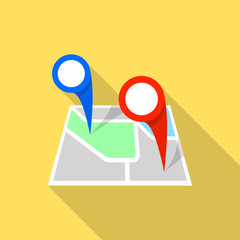 Poster - Double map pin icon. Flat illustration of double map pin vector icon for web design