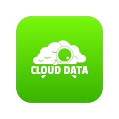 Poster - Cloud data icon green vector isolated on white background
