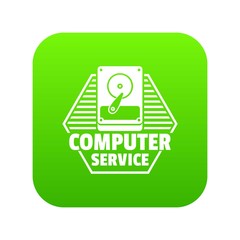 Poster - Computer service icon green vector isolated on white background