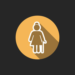 Poster - Elegant Universal White Minimalistic Thin Line Grandmother Icon with Shadows on Circular Color Button on Black Background 