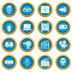 Poster - Cinema icons set symbols. Simple illustration of 16 cinema symbols vector icons for web