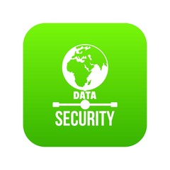 Poster - Global data security icon green vector isolated on white background