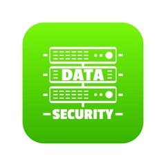 Poster - Server data security icon green vector isolated on white background