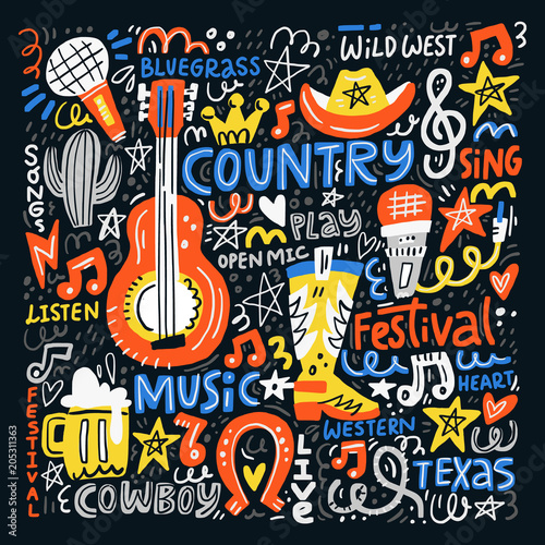 Dekoracja na wymiar  ilustracja-muzyki-country