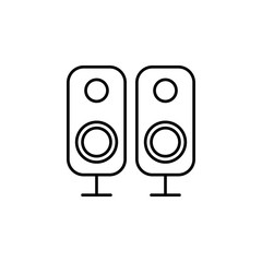 Poster - acoustic speakers icon. Element of simple web icon with name for mobile concept and web apps. Thin line acoustic speakers icon can be used for web and mobile