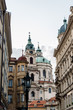 Low angle view of St Nicholas Bell Tower in Prague
