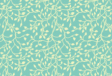 Yellow Green Vines On Blue Background In A Climbing Ivy Vector Design That Is Hand Drawn In A Cute Elegant Pattern.The Colors Can Be Changed.