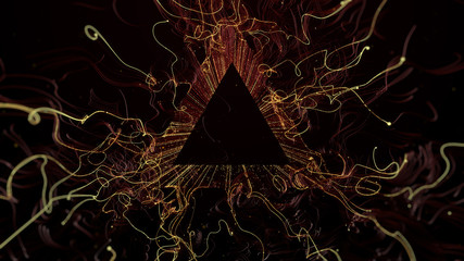 Poster - 3d render abstract background. Particles with curled trail affected with turbulence force. Bright trails, trail ends and depth of field.