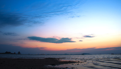 Wall Mural - Colorful of sunset on sea scape background