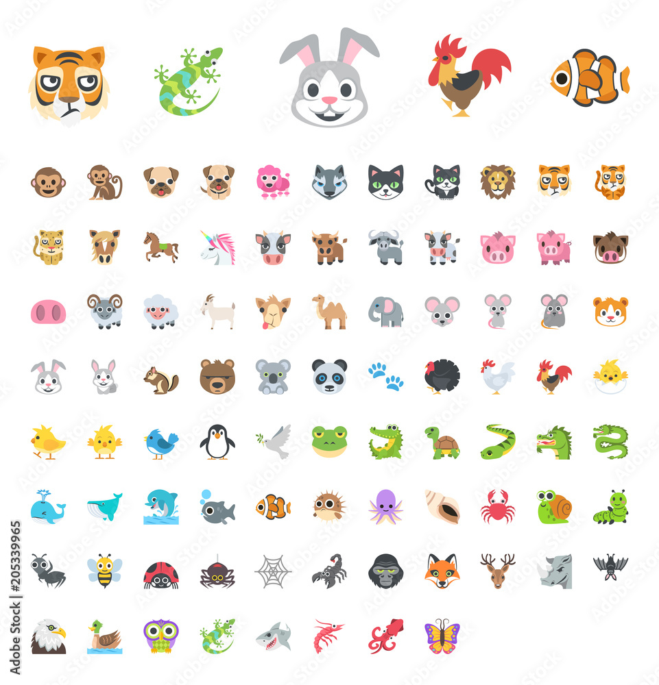 All animals emojis, emoticons, zoo animals colorful world sea wildlife ...