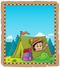 Wall Mural - Parchment with scout in tent theme 2