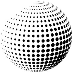 Abstract globe with halftone. 3d polka dots effect. Vector illustration.