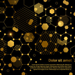 Golden honeycomb abstract geometric background template