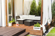 Chillout Lounge On Wooden Terrace