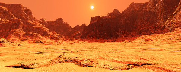 Wall Mural - 3d rendering planet mars lanscape