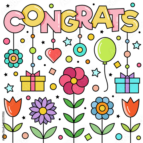 Photographie Congrats. Vector illustration.