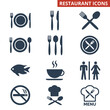 Restaurant icons set on white background.
