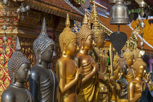 Line Of Buddhas At Wat Phrathat Doi Suthep Chiang Mai Thailand.