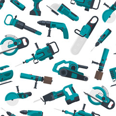 Wall Mural - Vector pattern illustration with electric construction tools