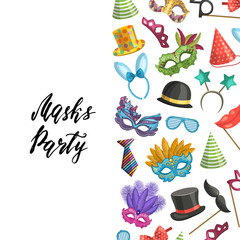 Canvas Print - Vector background masks and party accessories