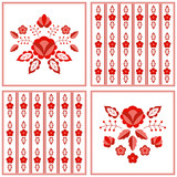 Polish folk pattern vector. Floral ethnic ornament. Slavic eastern european print. Red flower square design for patchwork blanket, pillow case, rug, interior textile, fashion embroidery clothing.