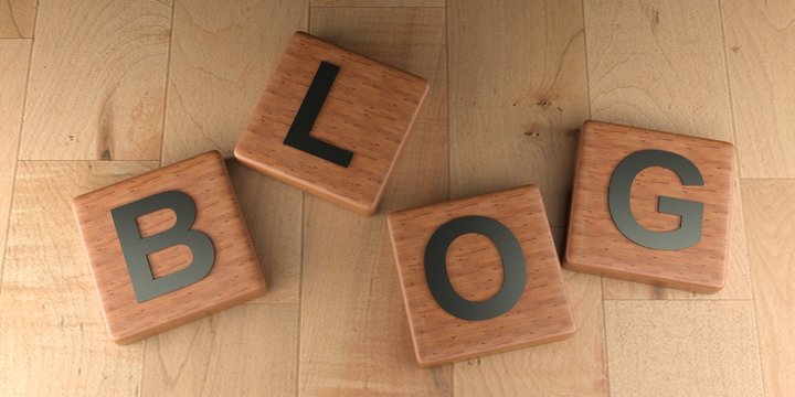 BLOG on wooden tags - 3D rendering