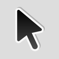 Poster - computer mouse arrow icon. Sticker style with white border and s