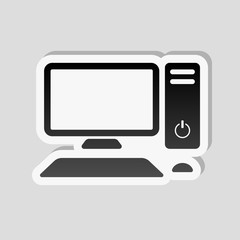 Poster - Personal computer, pc. System unit, monitor, keyboard and mouse.