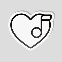 Poster - Heard and note, Favourite music. Linear icon with thin outline.