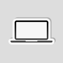 Poster - Laptop or notebook computer icon. Sticker style with white borde
