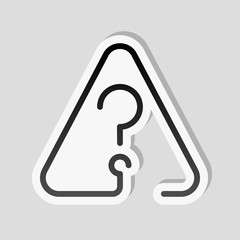 Poster - Question mark in warning triangle. Linear icon with thin outline