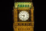 Fototapeta Big Ben - Turm Uhr Detail Licht Nacht Farbe Big ben