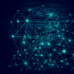 Poster - Technological background, Internet concept of global business. Internet connection, abstract of science and technology graphic design