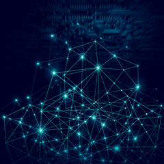 Poster - Technological background, Internet concept of global business. Internet connection, abstract of science and technology graphic design