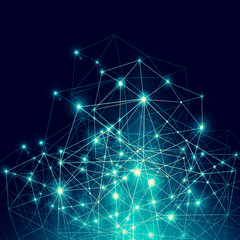 Poster - Technological background, Internet concept of global business. Internet connection, abstract of science and technology graphic design