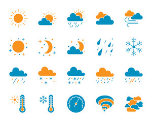 weather simple color flat icons vector set