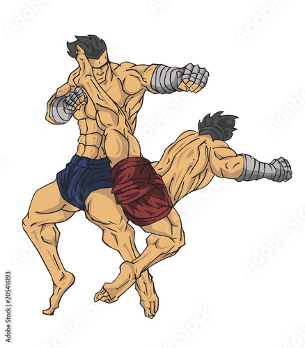Muay thai or thai kickboxing. Martial art vector and illustration Fototapete