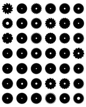 Black Silhouettes Of Circular Saw Blades, Vector Illustration