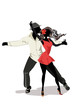 © Anna Laifalight - Romantic couple in passionate Latin American dances. Salsa festival. Hand drawn poster background.
