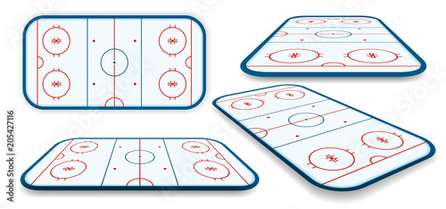detailed illustration set of a icehockey rink, field, court with different persp Wallpaper Mural