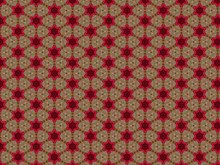 Pattern Wicker Fabric Red Star Gold Weave