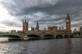 Fototapeta Big Ben - The British Parliament, and the Big Bens clock at the Thames River in Westminster - London, United Kingdom