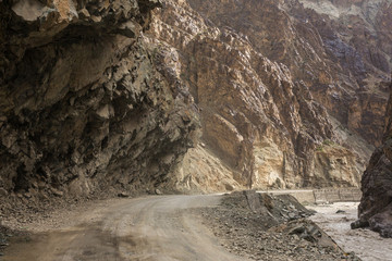 Wall Mural - Dangerous mountain road between Leh and Lamayuru in Ladakh, Jammu and Kashmir, India