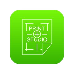 Poster - Print studio icon green vector isolated on white background