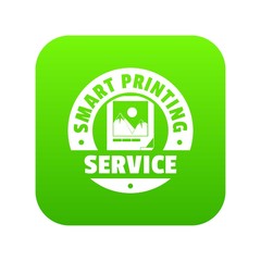 Poster - Smart printing service icon green vector isolated on white background