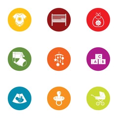 Poster - Nursery room icons set. Flat set of 9 nursery room vector icons for web isolated on white background